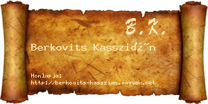 Berkovits Kasszián névjegykártya